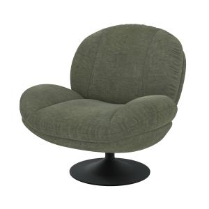 Fauteuil pivotant en tissu effet velours vert kaki