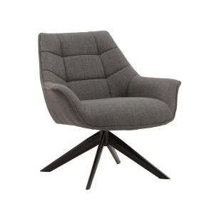 Fauteuil pivotant en tissu gris et pieds en métal noir