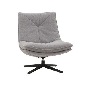 Fauteuil pivotant en tissu gris et piétement métal noir
