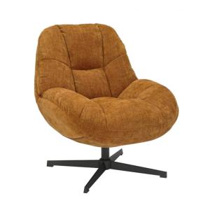 Fauteuil pivotant en tissu polyester jaune moutarde