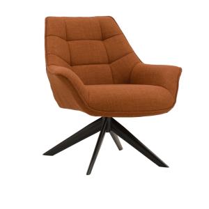 Fauteuil pivotant en tissu terracotta et pieds en métal noi…