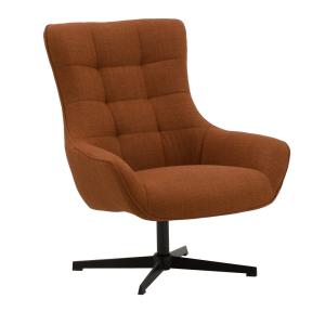 Fauteuil pivotant en tissu terracotta et piétement métal no…