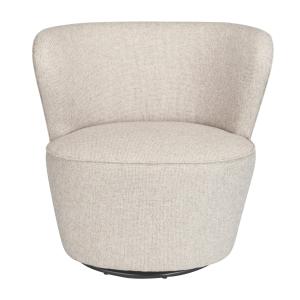 Fauteuil pivotant en tissu tramé lin finition métal noir -…