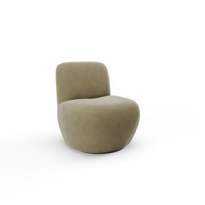 Fauteuil pivotant en tissu velours beige