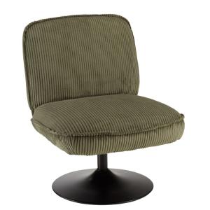 Fauteuil pivotant en tissu velours côtelé vert