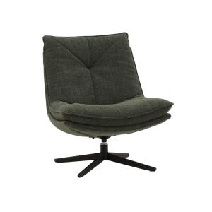 Fauteuil pivotant en tissu vert foncé et piétement en métal…