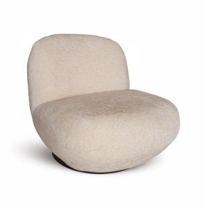 Fauteuil pivotant en velour crème