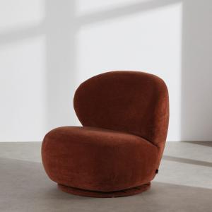Fauteuil pivotant en velours auburn