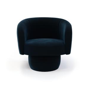 Fauteuil pivotant en velours bleu nuit