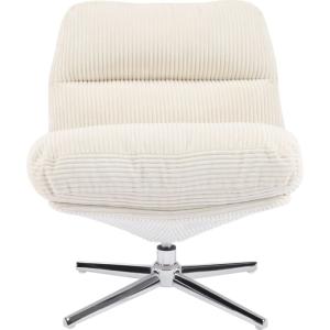 Fauteuil pivotant en velours cotelé beige - piètement chrom…