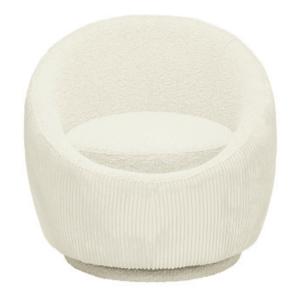 Fauteuil pivotant en velours côtelé - L79 x H72 cm - Blanc