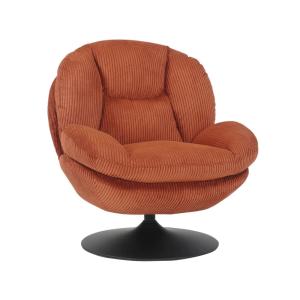 Fauteuil pivotant en velours côtelé terracotta