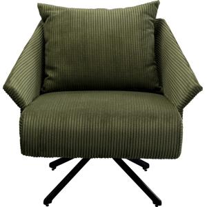 Fauteuil pivotant en velours côtelé vert