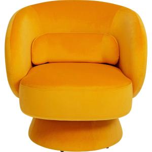 Fauteuil pivotant en velours jaune