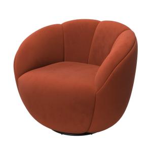 Fauteuil pivotant en velours rouge rouge brique