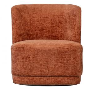 Fauteuil pivotant en velours texturé rouille