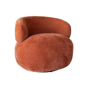 Fauteuil pivotant en velours texturé terracotta