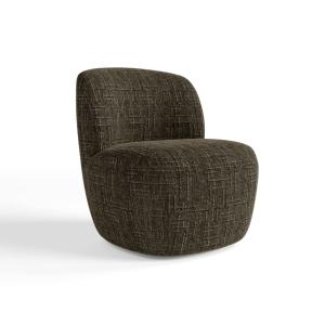 Fauteuil pivotant en velours tramé brun expresso