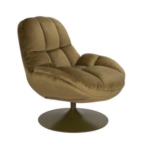 Fauteuil pivotant en velours vert
