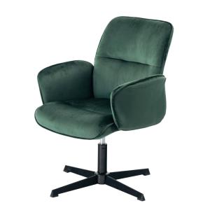 Fauteuil pivotant en velours vert avec accoudoirs