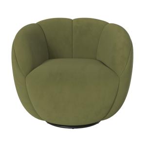 Fauteuil pivotant en velours vert olive foncé