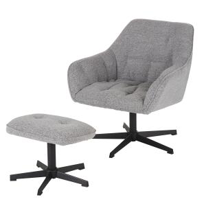 Fauteuil pivotant et repose-pieds gris