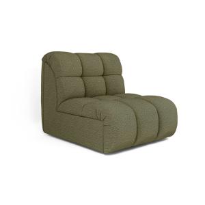 Fauteuil pivotant modulable en tissu bouclette vert olive