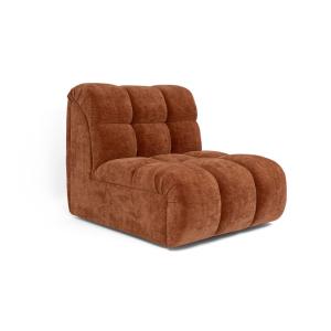 Fauteuil pivotant modulable en velours gaufré terracotta
