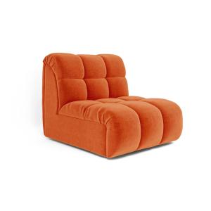 Fauteuil pivotant modulable en velours orange rétro