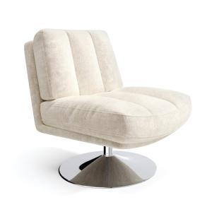 Fauteuil pivotant pied chrome velours texturé écru