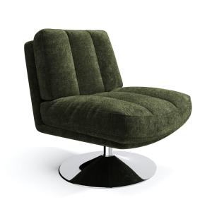 Fauteuil pivotant pied chrome velours texturé kaki