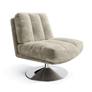 Fauteuil pivotant pied chrome velours texturé taupe