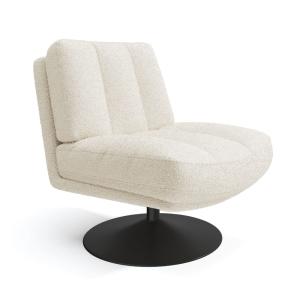 Fauteuil pivotant pied noir tissu bouclette écru