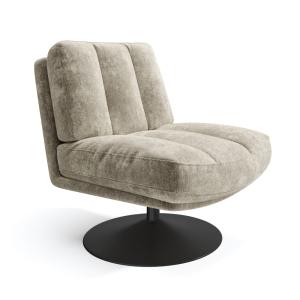 Fauteuil pivotant pied noir velours texturé taupe