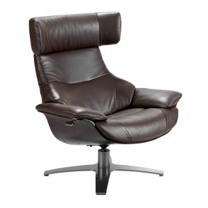 Fauteuil pivotant relax en cuir brun