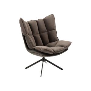 Fauteuil pivotant rembourré en tissu gris foncé