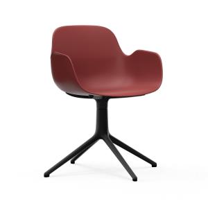 Fauteuil pivotant rouge aluminium noir