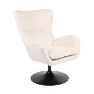 Fauteuil pivotant style bergère arthuro velours côtelé beig…