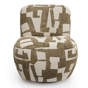 Fauteuil pivotant tissu texturé à motif kaki