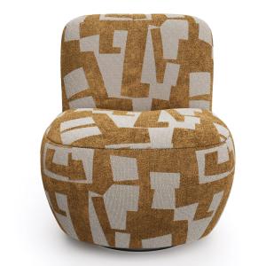 Fauteuil pivotant tissu texturé à motif moutarde