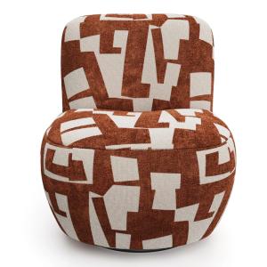 Fauteuil pivotant tissu texturé à motif terracotta