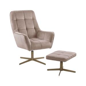 Fauteuil pivotant velours beige
