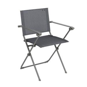 Fauteuil pliant compact en acier gris L54xl60xH87