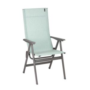 Fauteuil pliant dossier haut en acier bleu L64xl62xH117
