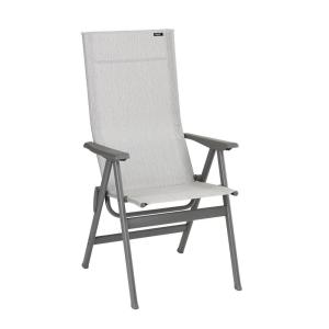 Fauteuil pliant dossier haut en acier gris L64xl62xH117
