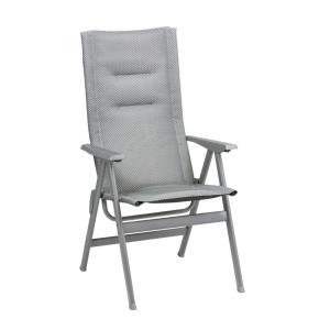 Fauteuil pliant matelassé dossier haut en aluminium gris L6…