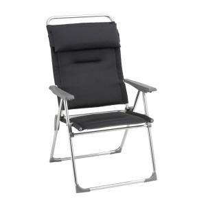 Fauteuil pliant matelassé multi-positions en aluminium noir