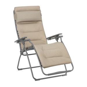 Fauteuil pliant matelassé zéro gravité en acier beige L88xl…