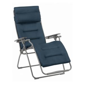 Fauteuil pliant matelassé zéro gravité en acier bleu L88xl7…