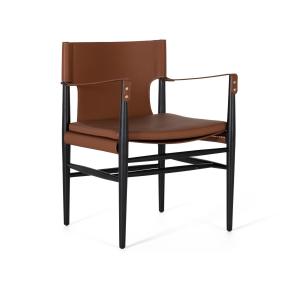 Fauteuil recouvert de cuir synthétique et de bois de frêne…